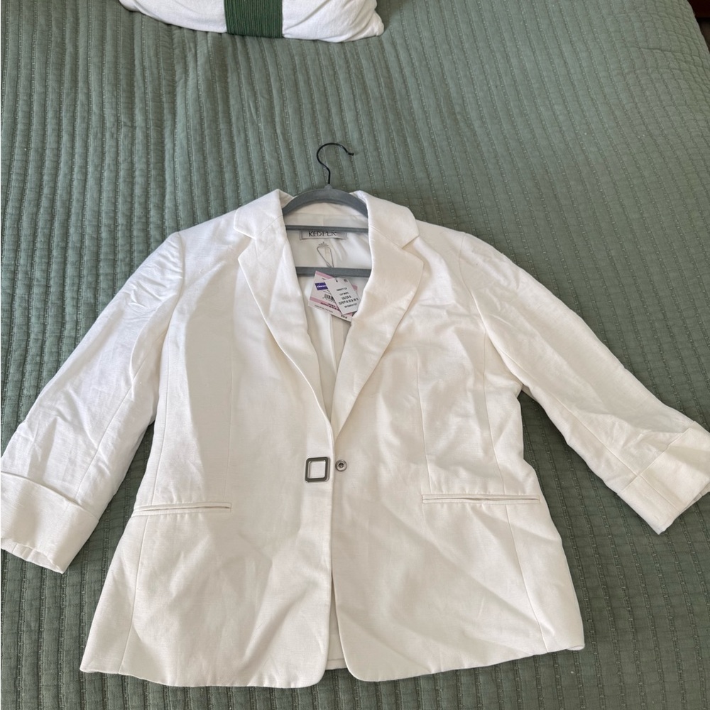 Kasper White Blazer Tailored Suit Jacket
